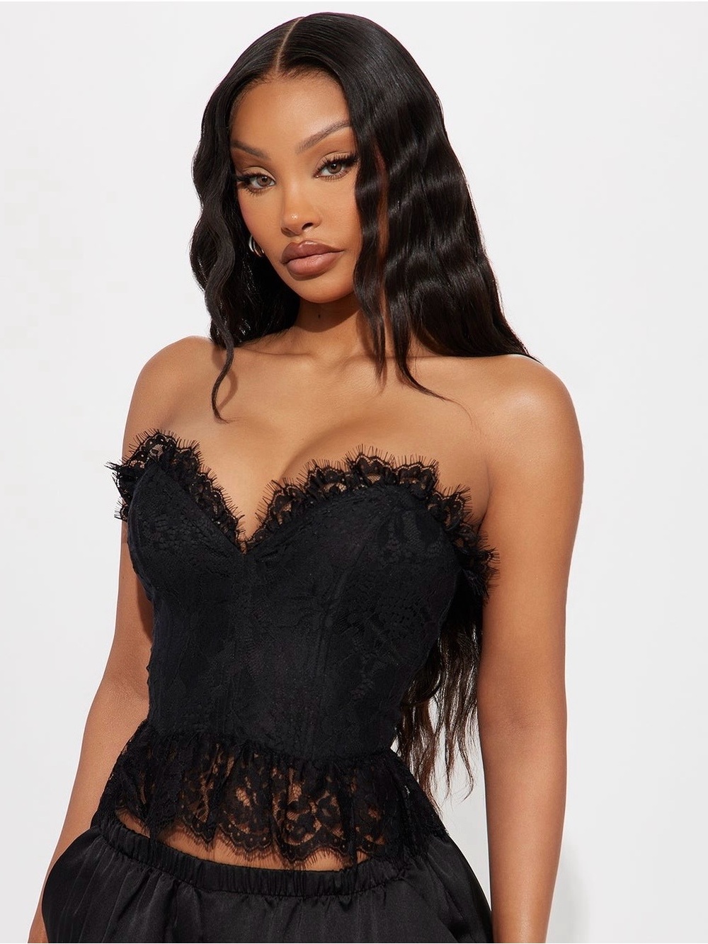 NWT Black Lace Strapless Corset Top - Picture 1 of 2